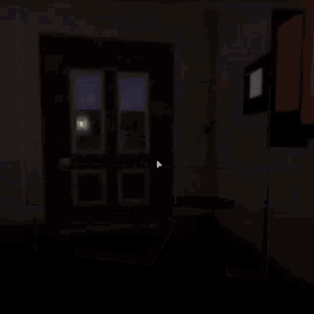a video game screenshot of a dark room with a lamp .