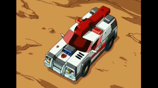 a cartoon drawing of a red white and gray car