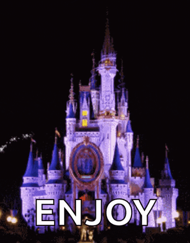 a picture of a castle with the words enjoy written below it