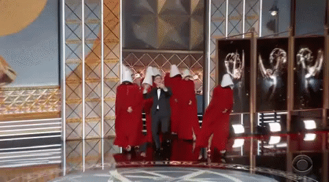 Colbert And The Handsmaids GIF - Stephen Colbert Handsmaids Tale Emmys GIFs