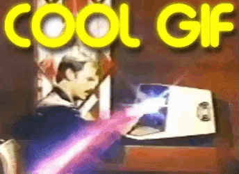 a gif of a man playing a keyboard with the words cool gif above him