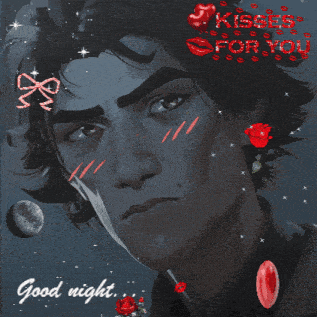 a drawing of a man with the words kisses for you written on it