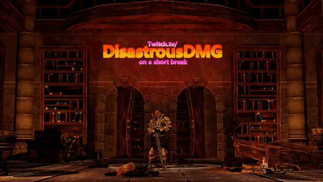 a screenshot of a video game with the words " disastrousdmg on a short break "