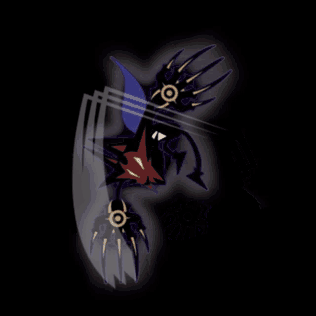 a cartoon drawing of a devil with a purple tail