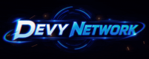 a logo for devy network is shown on a dark background