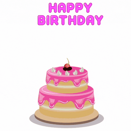 a cartoon dog holding a birthday cake with the words happy birthday written on it