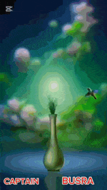 a painting of a plant in a vase with the name captain busra below it