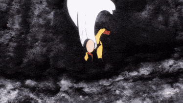 a cartoon character is flying through the air with a cape