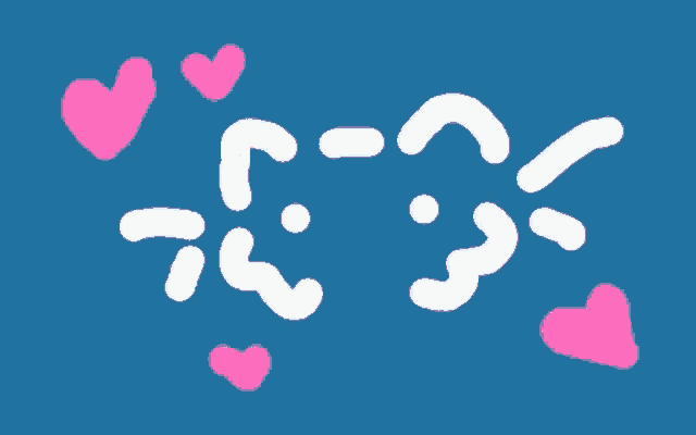 a blue background with pink hearts and white letters that say " i love you "
