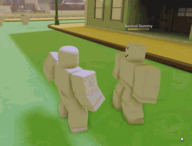 a screenshot of a video game shows a normal dummy attacking another dummy
