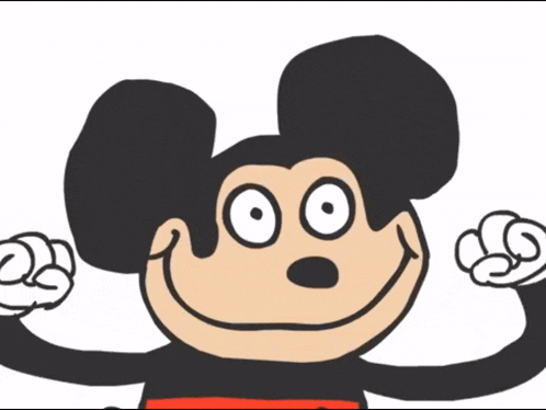 a cartoon of mickey mouse covering his eyes with a hand