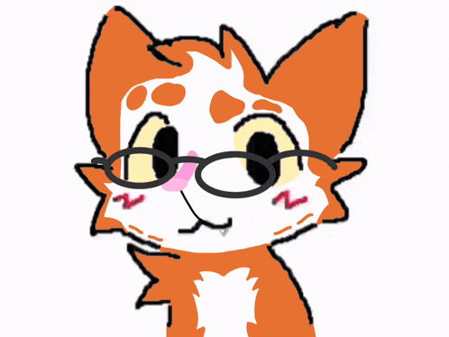a drawing of a cat wearing glasses and making a funny face