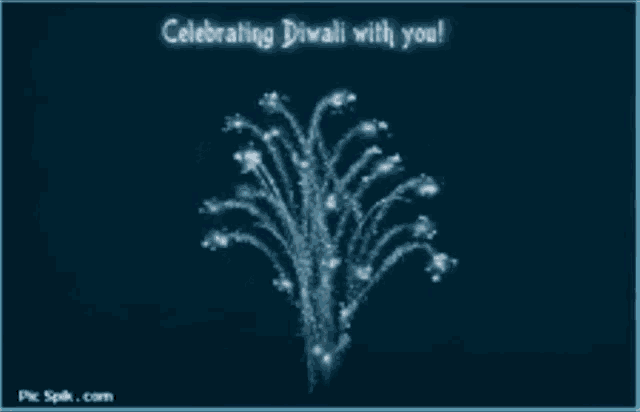 a happy diwali greeting card with fireworks on a dark background
