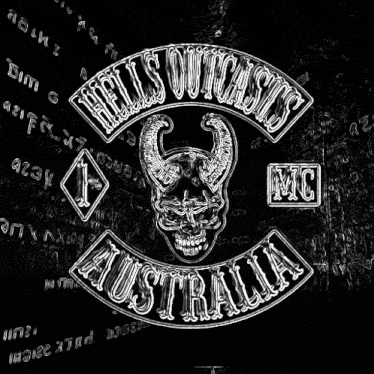 a black and white drawing of a skull with the words hills outcasts australia