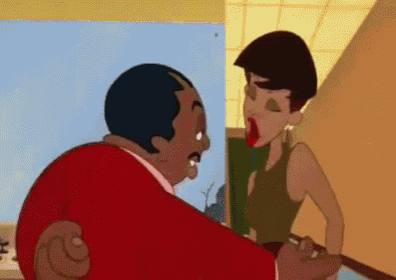 a man and a woman are standing next to each other in a room .