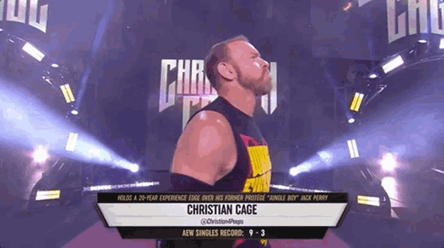 a wrestler named christian cage is on a screen
