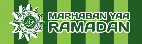 a green striped background with the words marhaban yaa ramadan on it