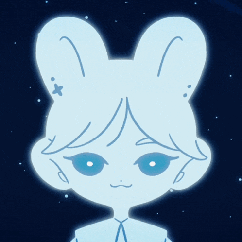 a drawing of a person with a bunny ears and a bow