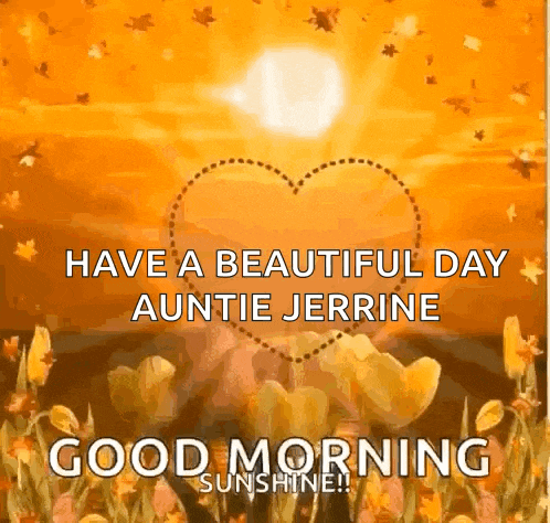 a good morning greeting card with a heart in the middle of a field of flowers .