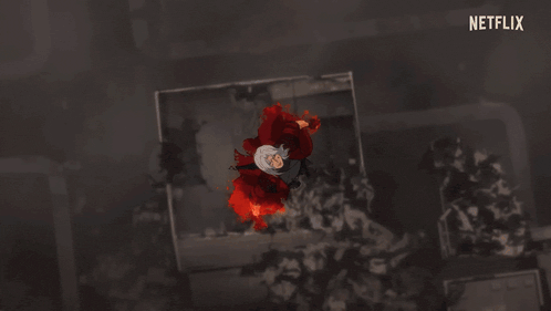 a netflix logo can be seen in the background of a burning object