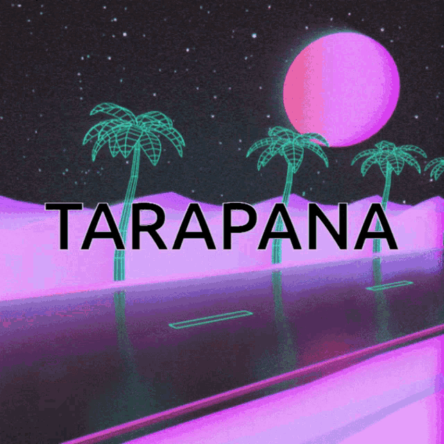the word tarapana is on a purple and black background