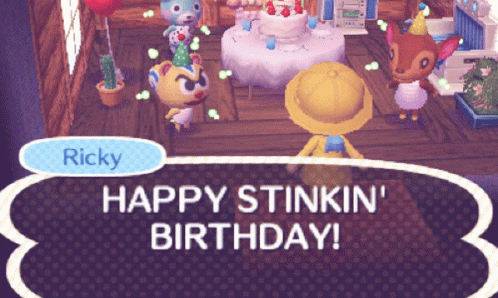 Animal Crossing Happy Birthday GIF - Animal Crossing Happy Birthday Happy Stinkin Birthday GIFs