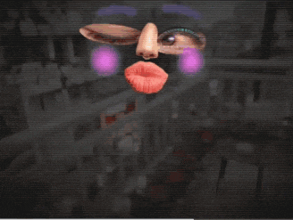 a computer screen with a cartoon face and the words woop woop on the bottom