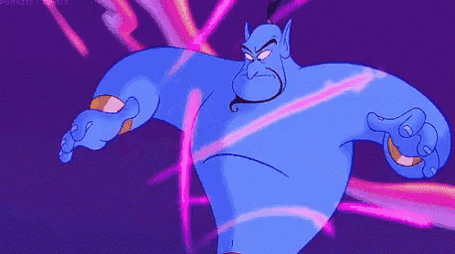a cartoon character named genie from aladdin is flying through the air