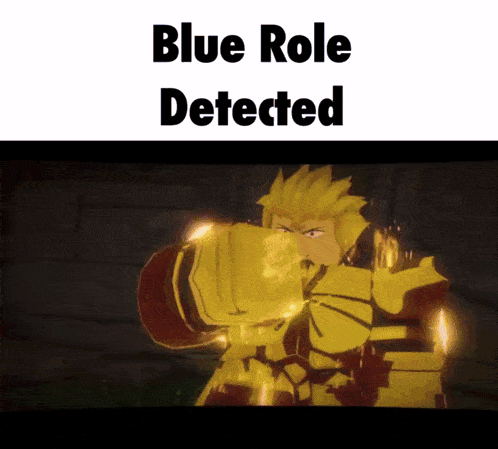 a picture of a cartoon character with the words blue role detected above him