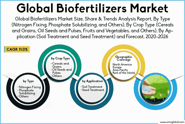 a poster showing the global biofertilizers market