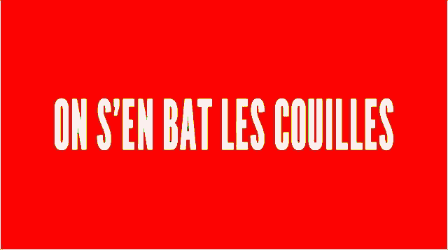 an orange background with the words on s ' en bat les couilles in white letters