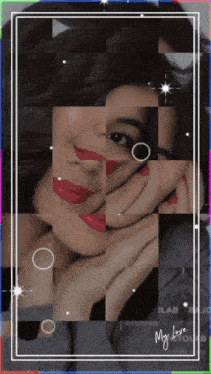 a collage of a woman 's face with the words my love written on the bottom