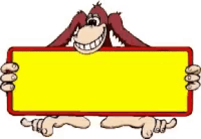 a cartoon monkey holding a yellow sign that says hallo
