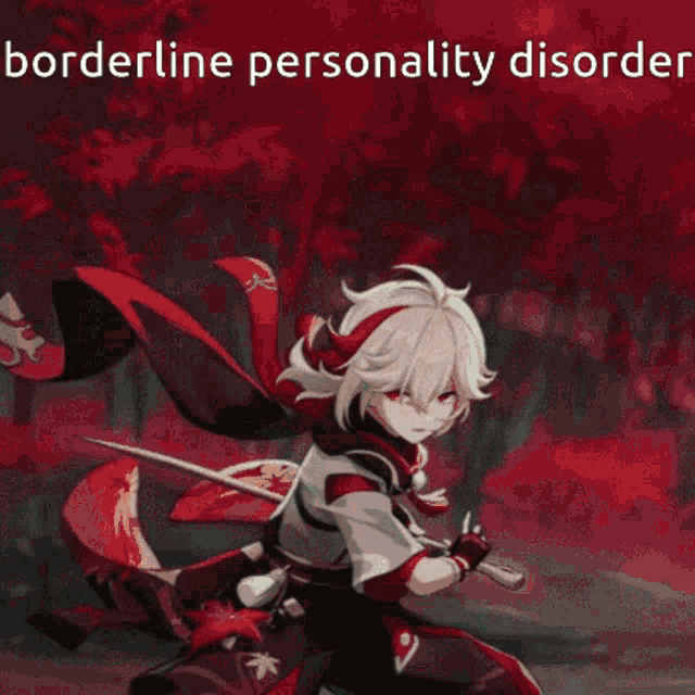 a picture of a girl with a sword and the words " borderline personality disorder " on the bottom