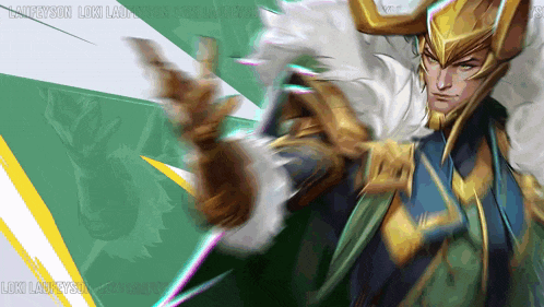 a painting of a man with the name loki on the bottom right