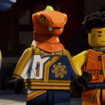a lego figure with a snake head and the number 1 on it