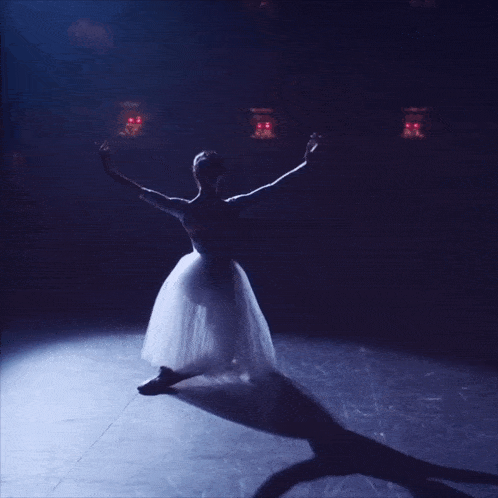 a woman in a white tutu is dancing on a stage