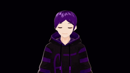a close up of a girl 's face with purple eyes .