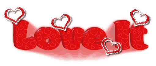 the word love is written in red letters with hearts around it