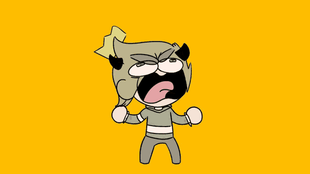 a cartoon character is screaming with his mouth open