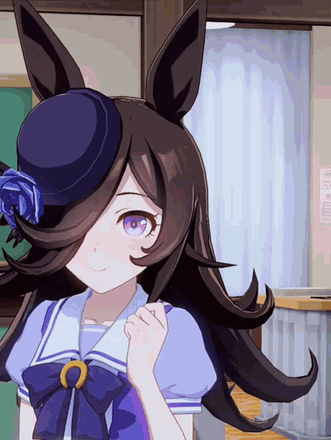 a close up of a cartoon character with purple eyes