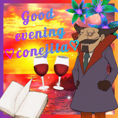 a cartoon greeting card that says good evening conejito on it