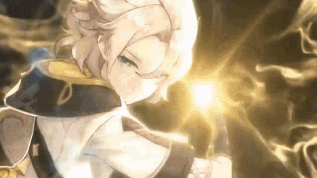 a close up of a person in a video game holding a sword in their hand .