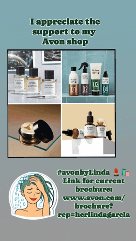 a poster that says ' i appreciate the support to my avon shop ' on it