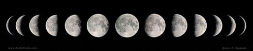 the phases of the moon are shown in a sequence