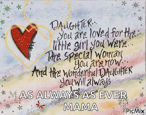 a card that says daughter you are loved for the little girl you were and the special woman you are now and the wonderful daughter you will always