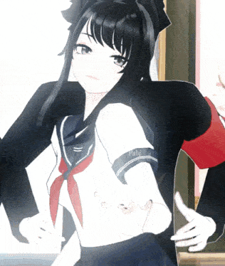a girl in a school uniform has the word pabi on her armband