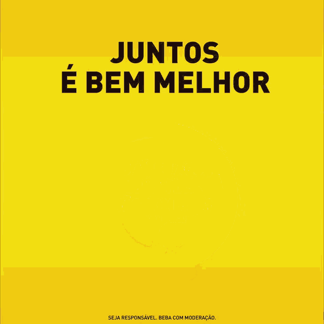 a yellow ball with the words juntos e bem melhor