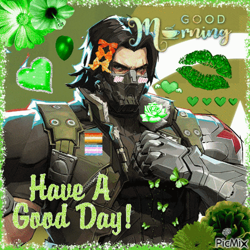 a picture of a man in a helmet with the words have a good day
