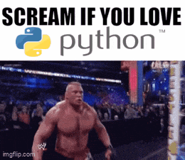 a picture of brock lesnar with the words " scream if you love python " on the bottom